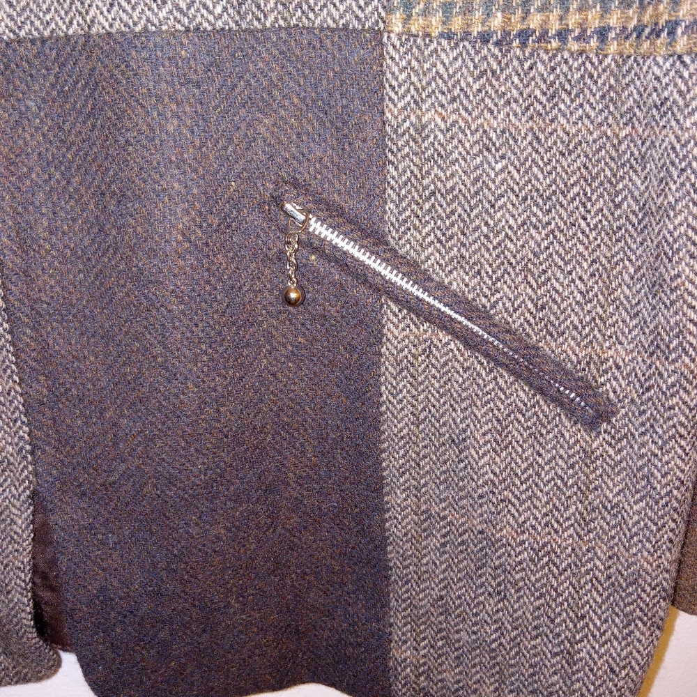 Patchwork Blazer With Faux Leather Collar - image 3